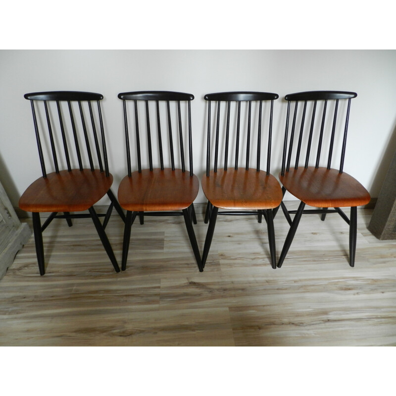 Set of 4 bicolore Scandinavian chairs - 1960s