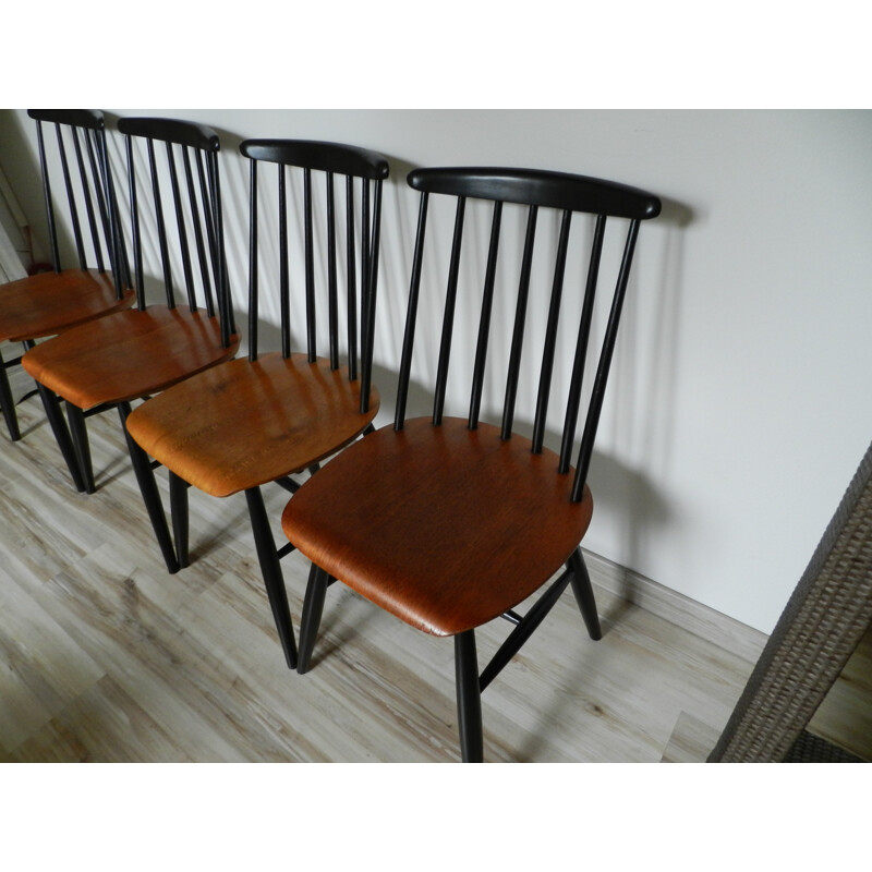 Set of 4 bicolore Scandinavian chairs - 1960s