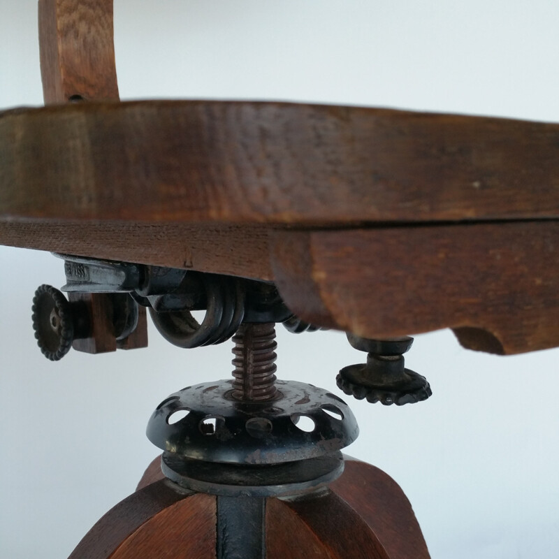 Wood and Cane Adjustable Typewriter Chair for Cook Company - 1930s