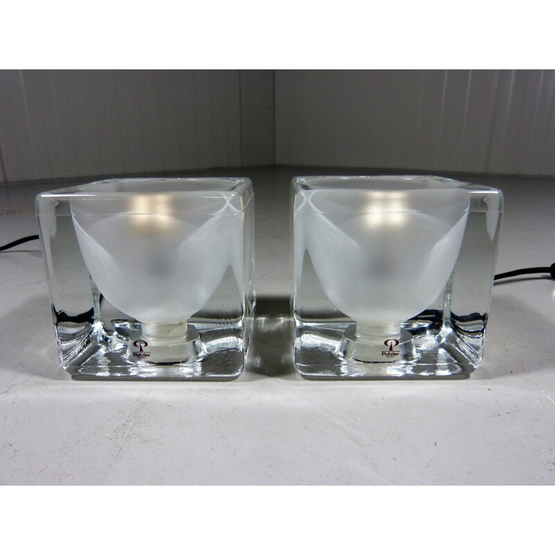 Set of 2 Ice Cube Table Lamps by Peill & Putzler - 1970s