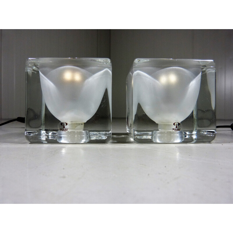 Set of 2 Ice Cube Table Lamps by Peill & Putzler - 1970s