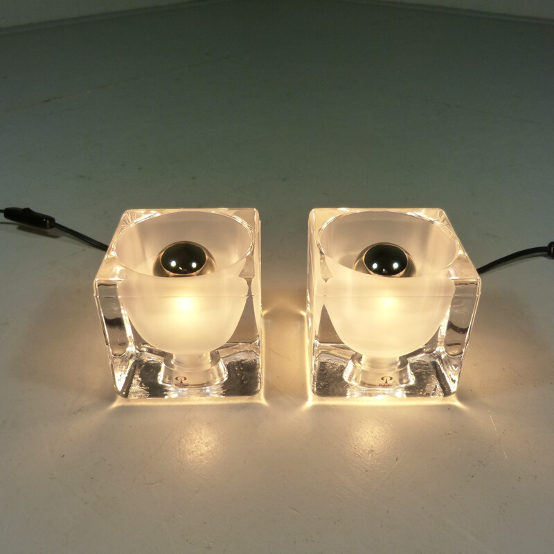 Set of 2 Ice Cube Table Lamps by Peill & Putzler - 1970s