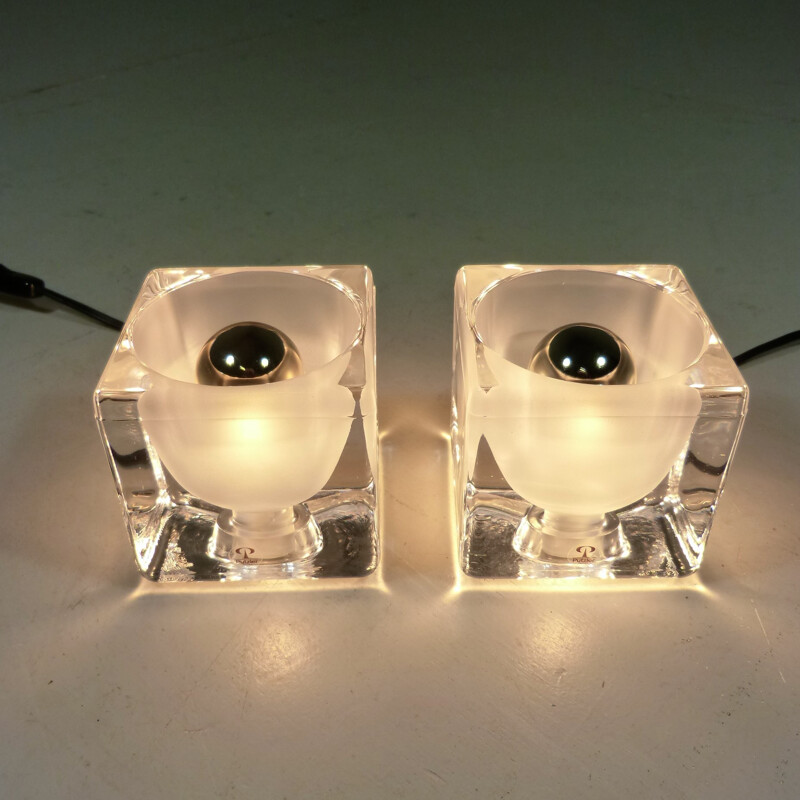 Set of 2 Ice Cube Table Lamps by Peill & Putzler - 1970s