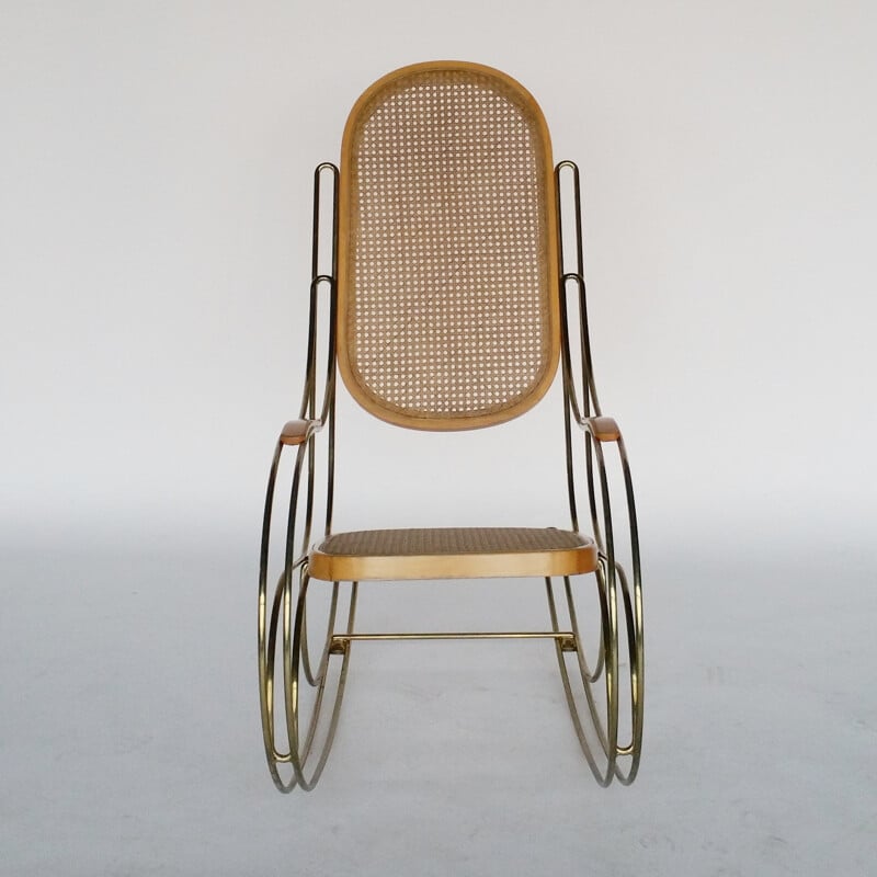 Mid-century Metal & Cane Rocking Chair - 1970s