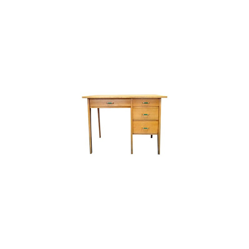 Bureau vintage en bois vernis - années 50