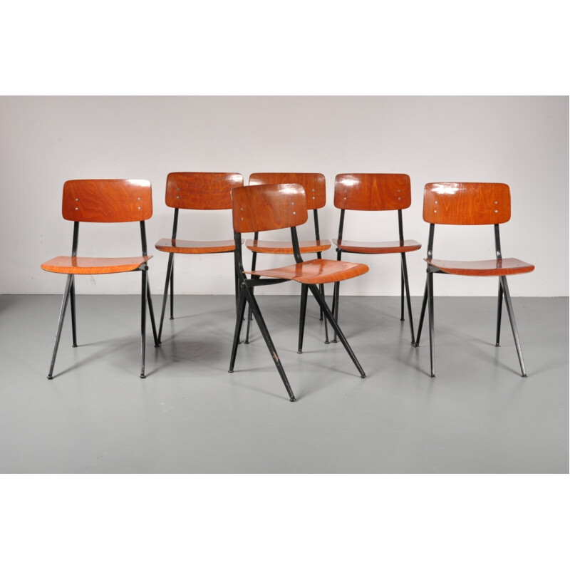 Set of 6 mid-century School chairs - 1960s