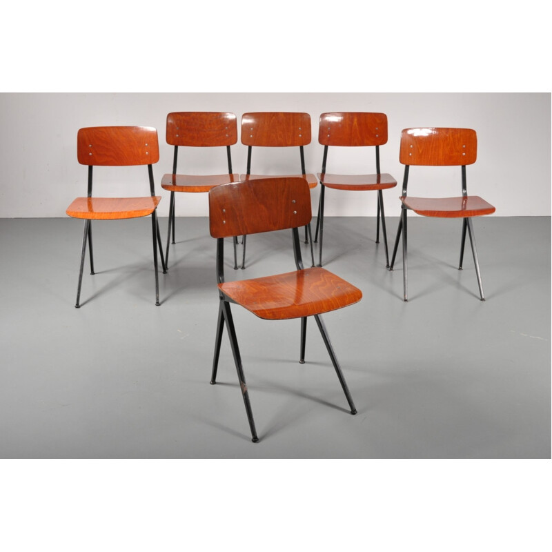 Set of 6 mid-century School chairs - 1960s