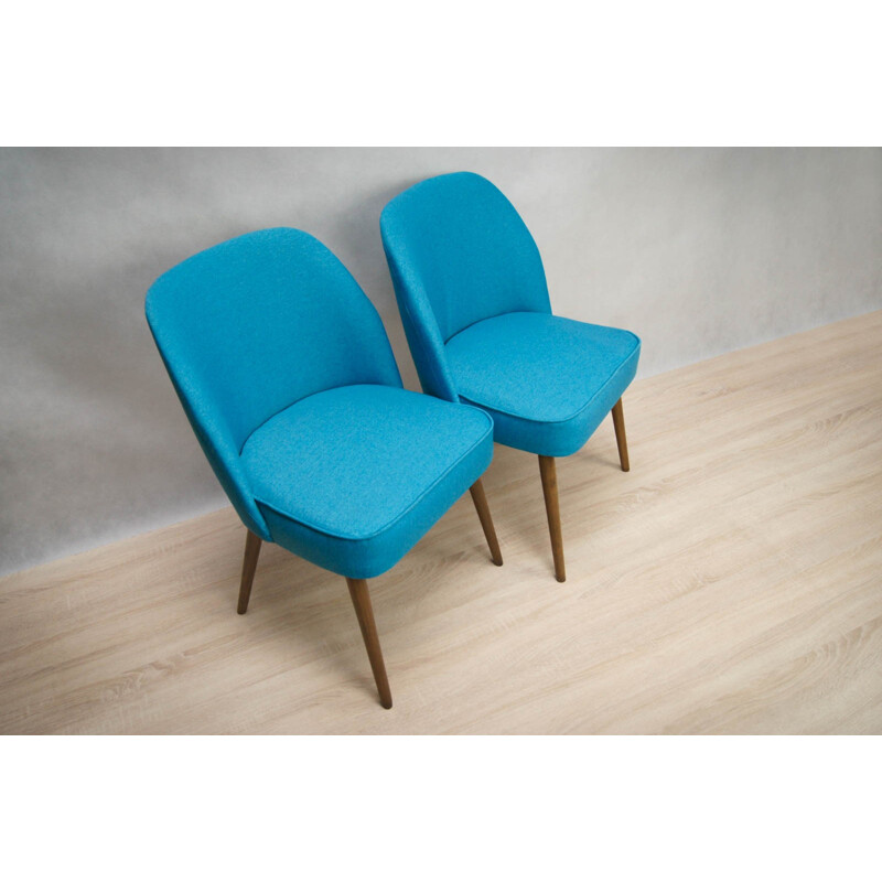 Vintage Set of 2 Small Blue Cocktail Chairs - 1960s