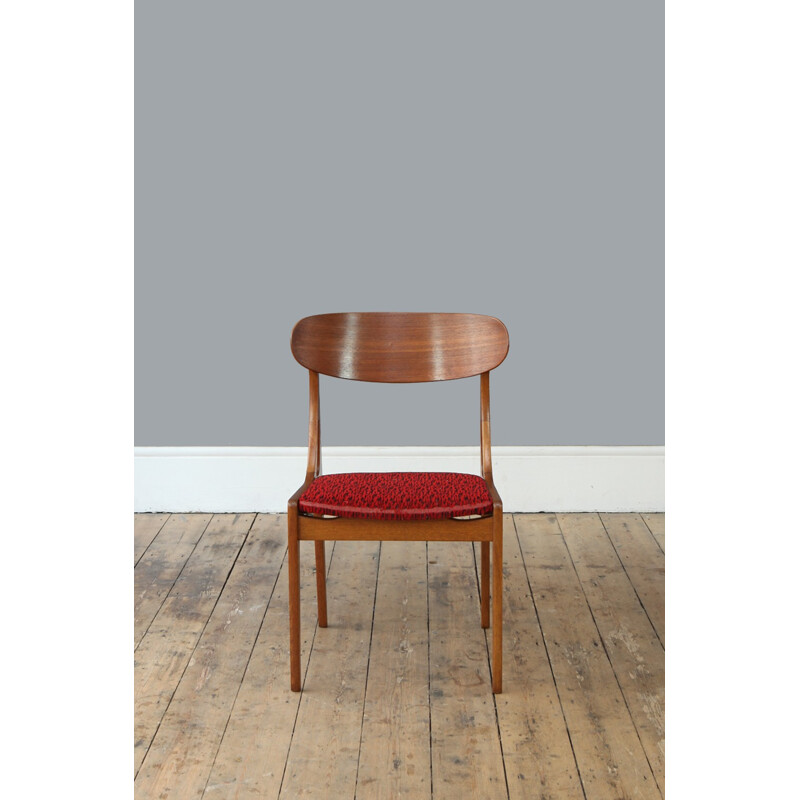 Chaise vintage scandinave rouge - 1950