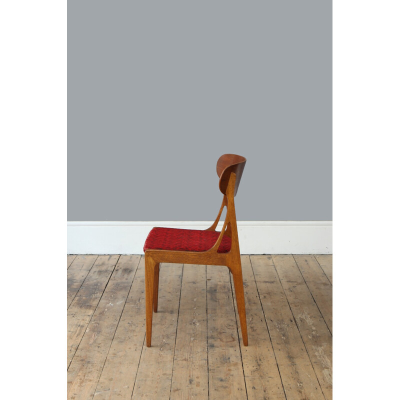 Chaise vintage scandinave rouge - 1950