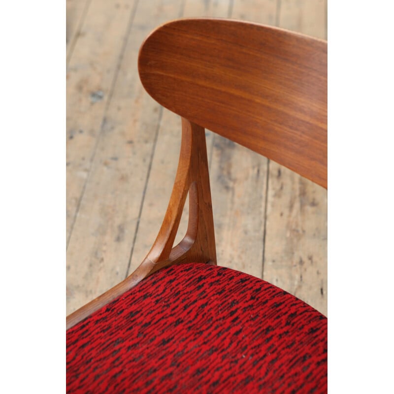 Chaise vintage scandinave rouge - 1950