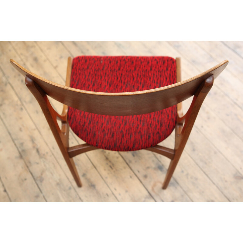 Chaise vintage scandinave rouge - 1950