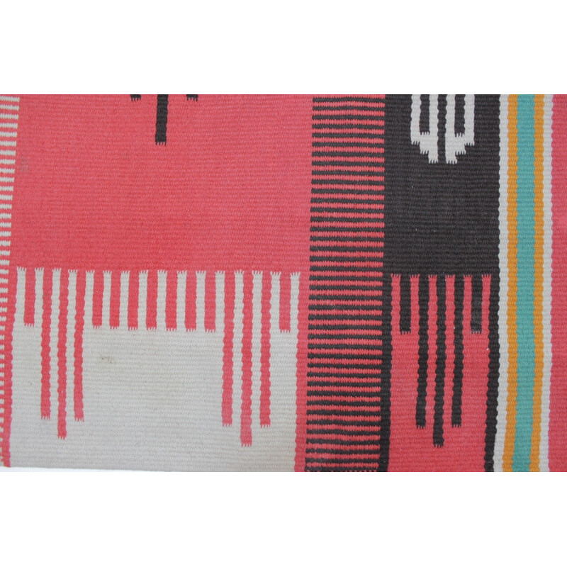 Big Indian Vintage Czechoslovakian Kilim Carpet Rug - 1970s