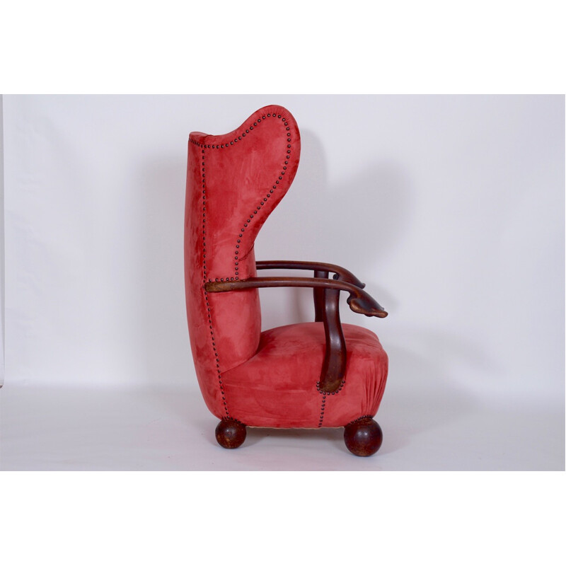 Großer Vintage Sessel Außergewöhnlich Rot - 1930