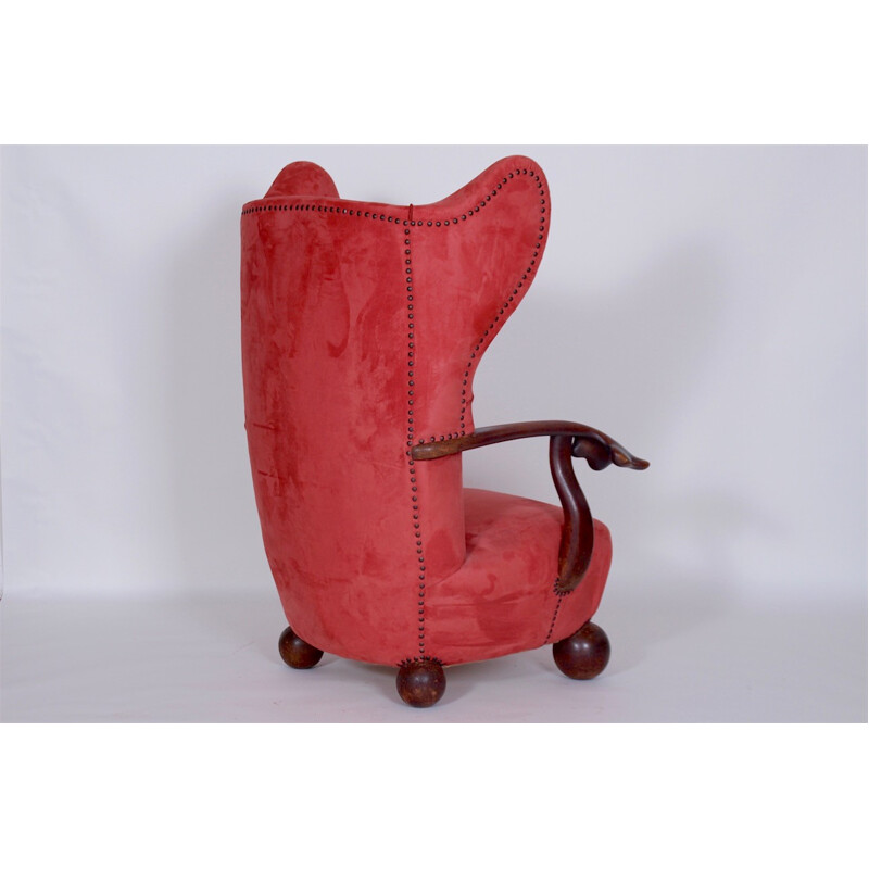 Großer Vintage Sessel Außergewöhnlich Rot - 1930