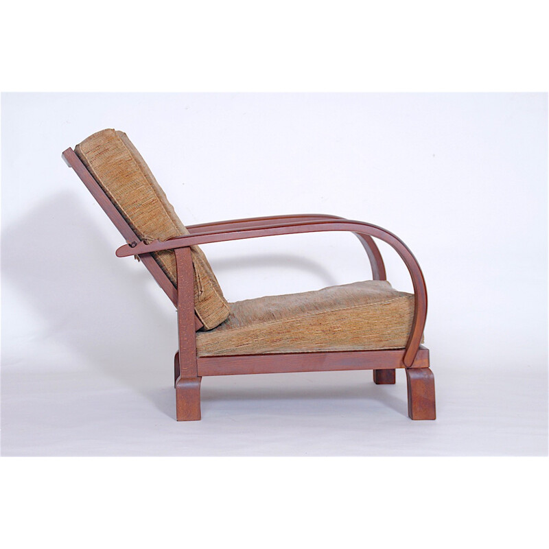 Vintage Reclining Armchair in Oak - 1920s