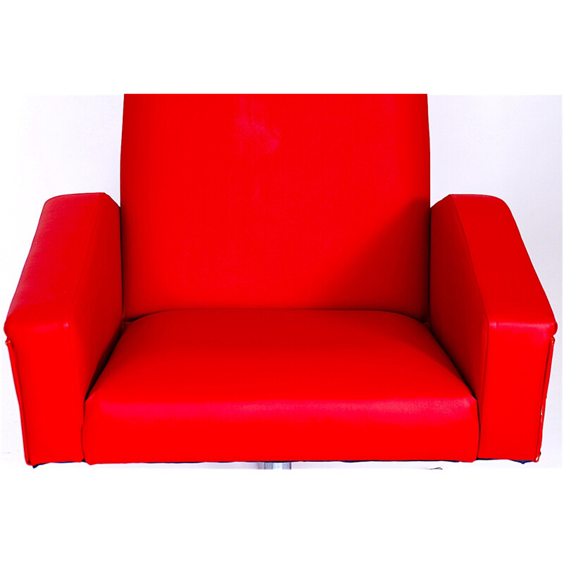 Paire de fauteuils réglables rouges en skaï - 1970
