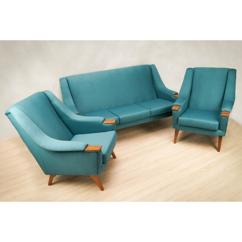 Vintage Turquoise Lounge Living Room Set - 1970s