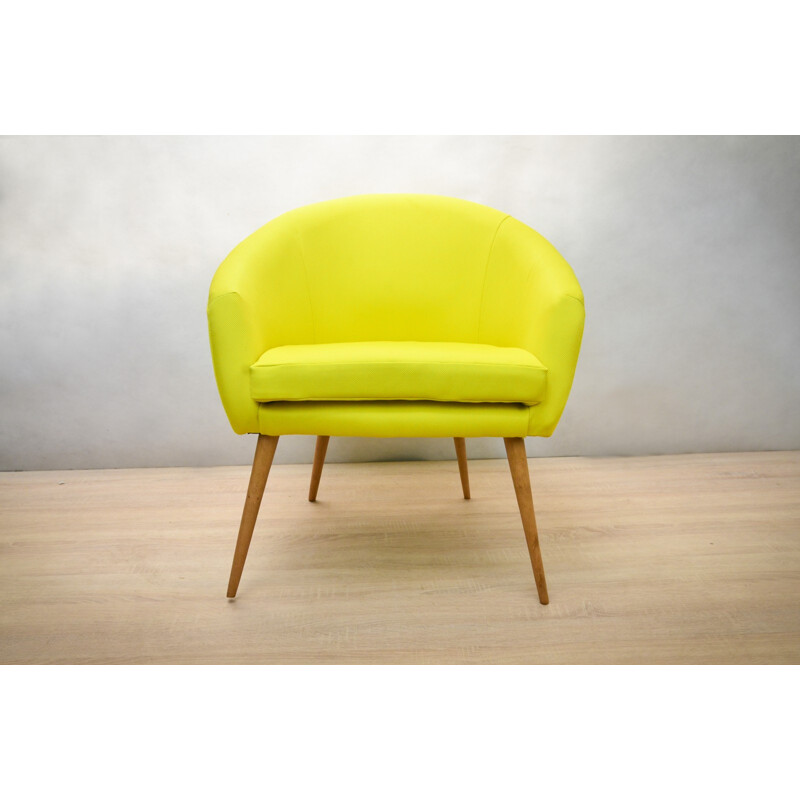 Pair of Vintage Yellow Polish Armchairs - 1960s 