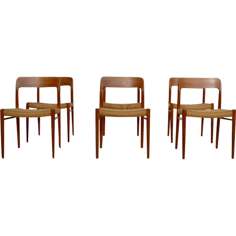 Set of 6 chairs model 75 by Niels Otto Moller - 1960s