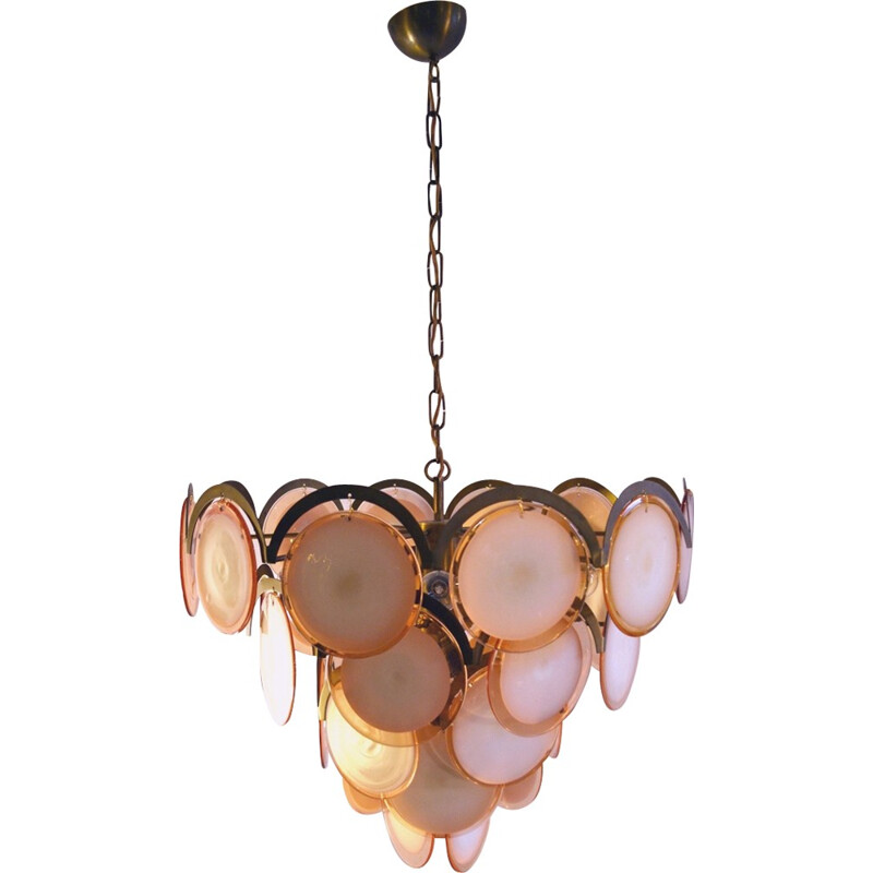 Italian vintage pink chandelier by Gino Vistosi - 1970s