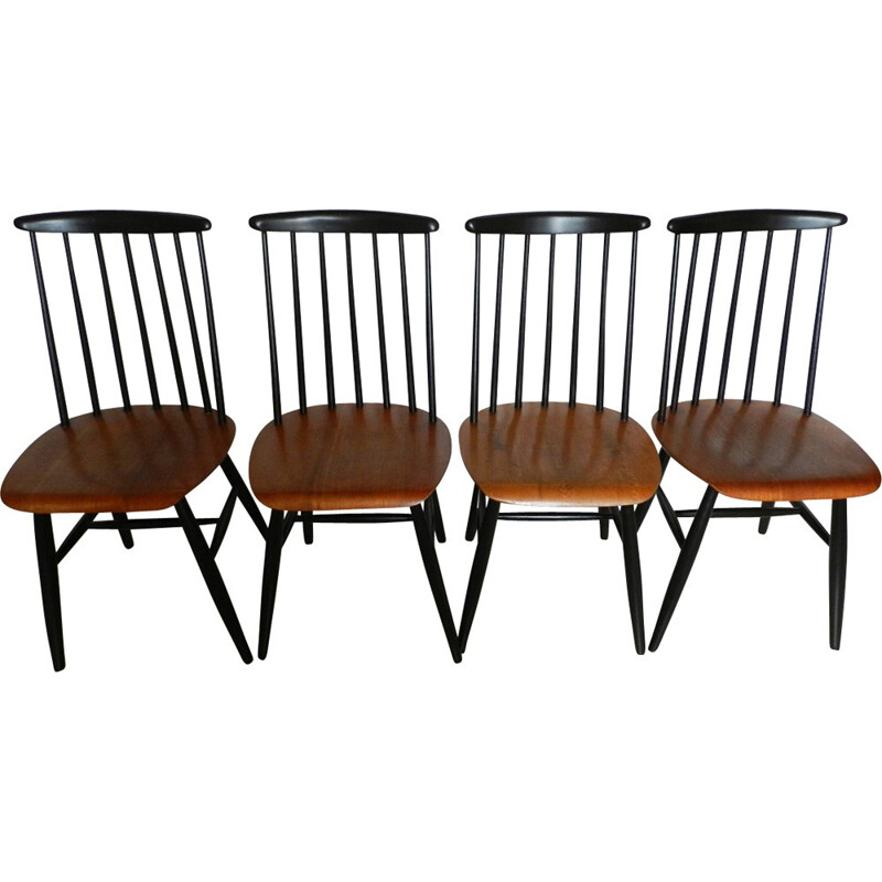 Suite de 4 chaises scandinaves bicolores - 1960