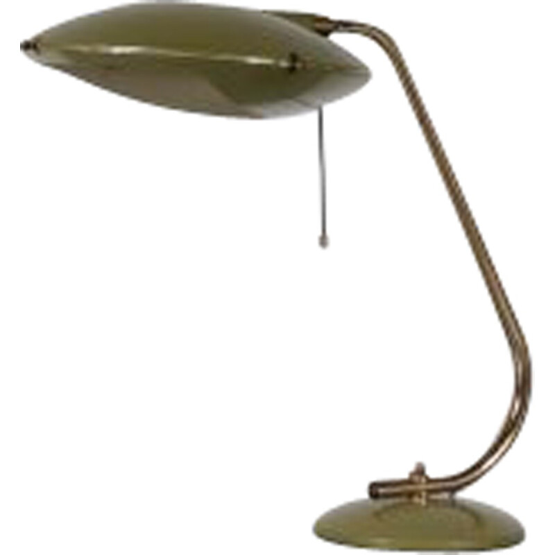 Lámpara de mesa vintage de metal lacado en verde, 1950