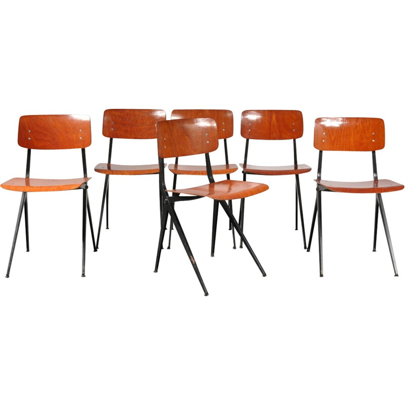 Set of 6 mid-century School chairs - 1960s