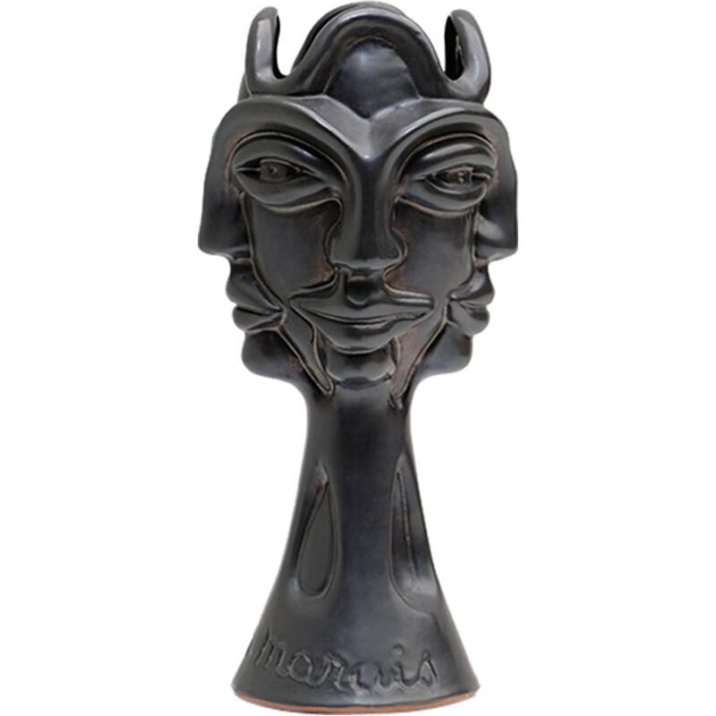 Vintage black ceramic by Jean Marais - 1970s