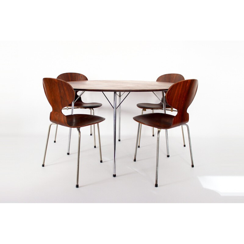 Rosewood Rio Table & 4 chairs "Ant" designed by Arne Jacobsen - 1960s
