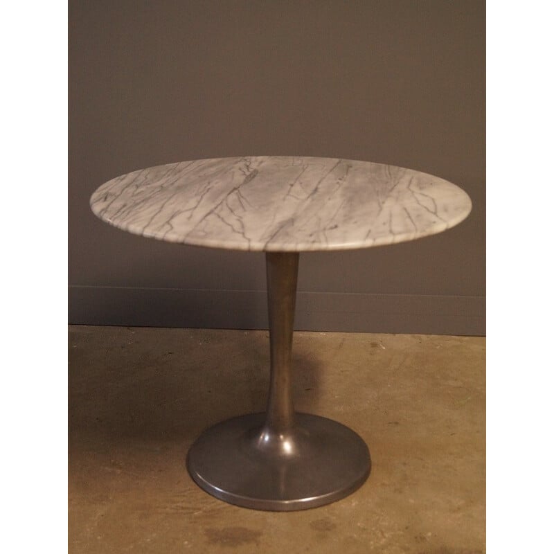 Vintage marble and aluminum tulip table - 1960s