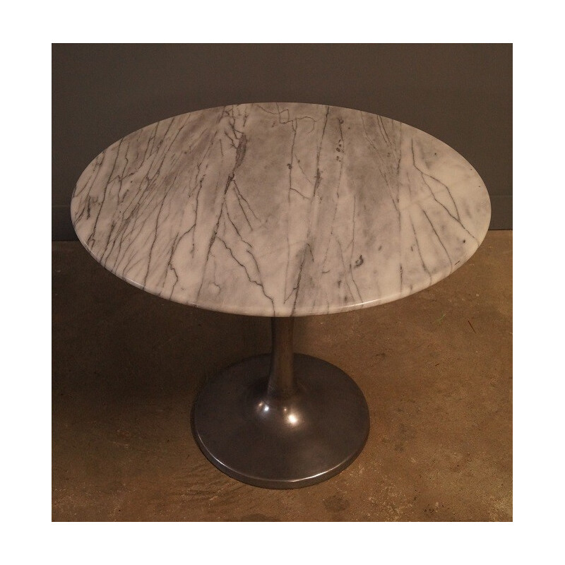Table en marbre et aluminium vintage - 1960