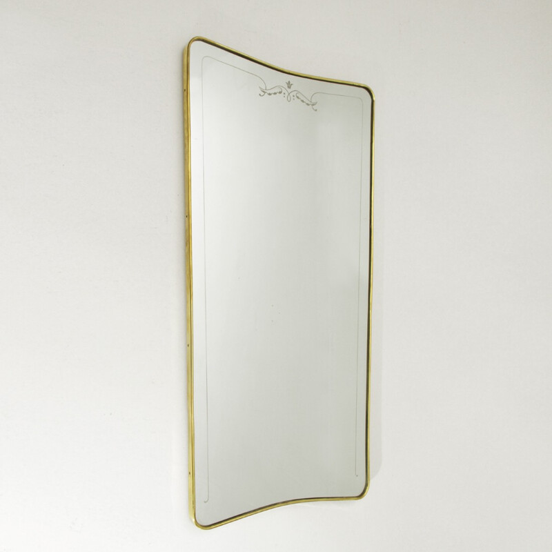 Italian mid century brass frame mirror - 1950s