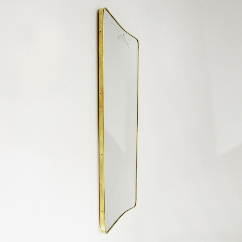 Italian mid century brass frame mirror - 1950s