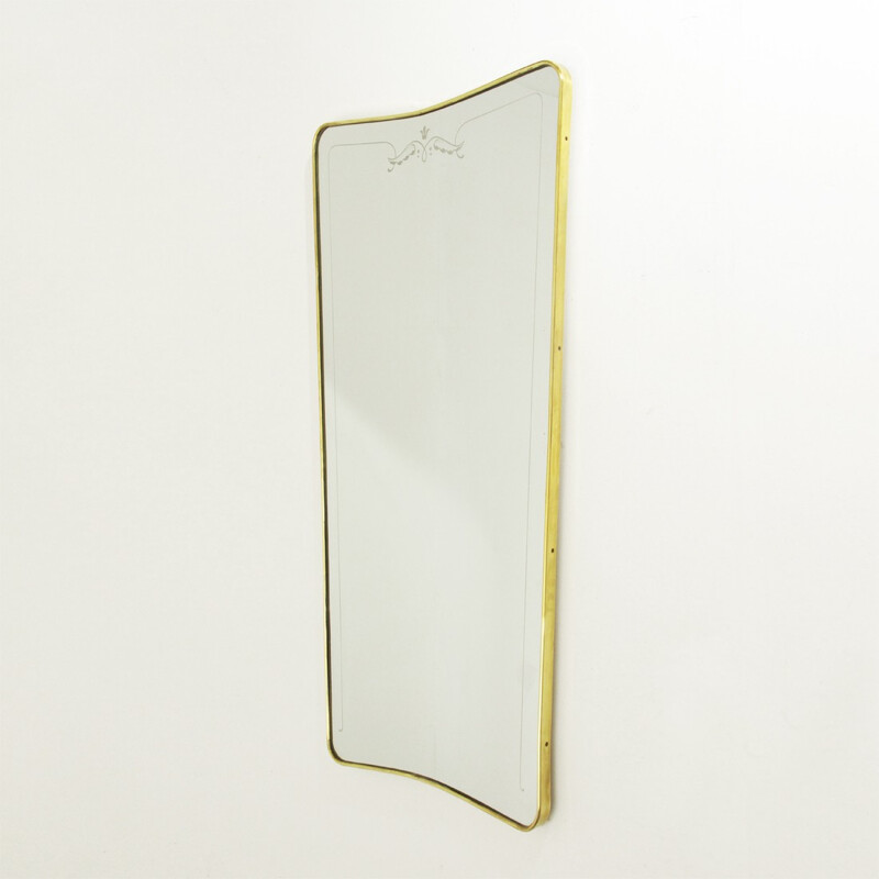 Italian mid century brass frame mirror - 1950s