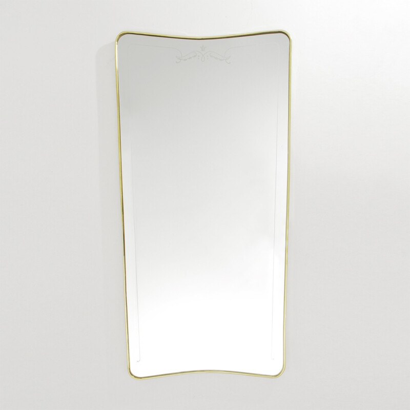 Italian mid century brass frame mirror - 1950s