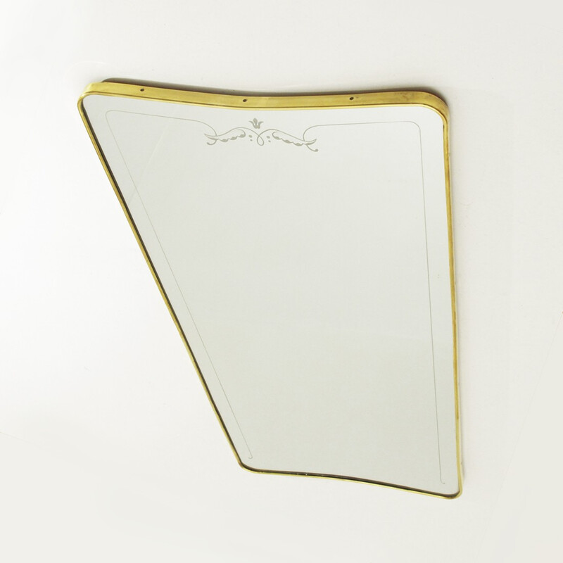 Italian mid century brass frame mirror - 1950s