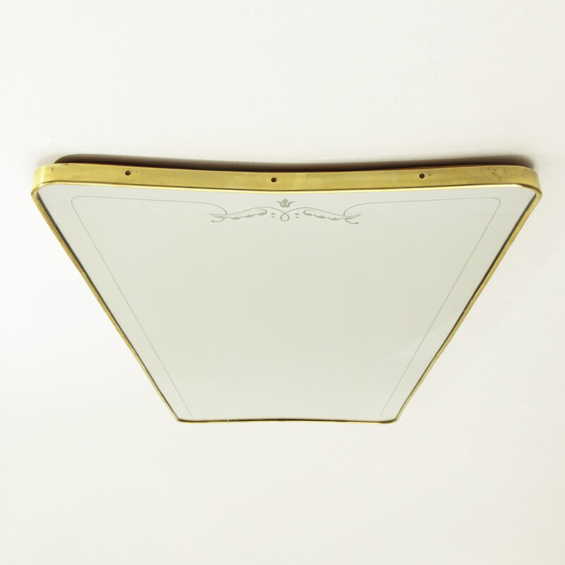 Italian mid century brass frame mirror - 1950s
