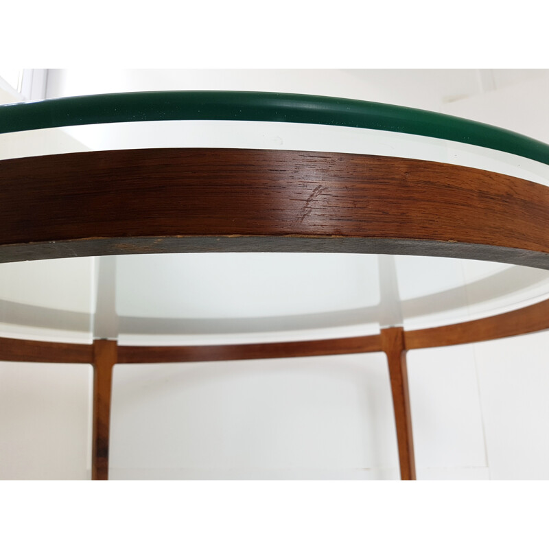 Vintage scandinavian teak & rosewood round coffee table - 1960s