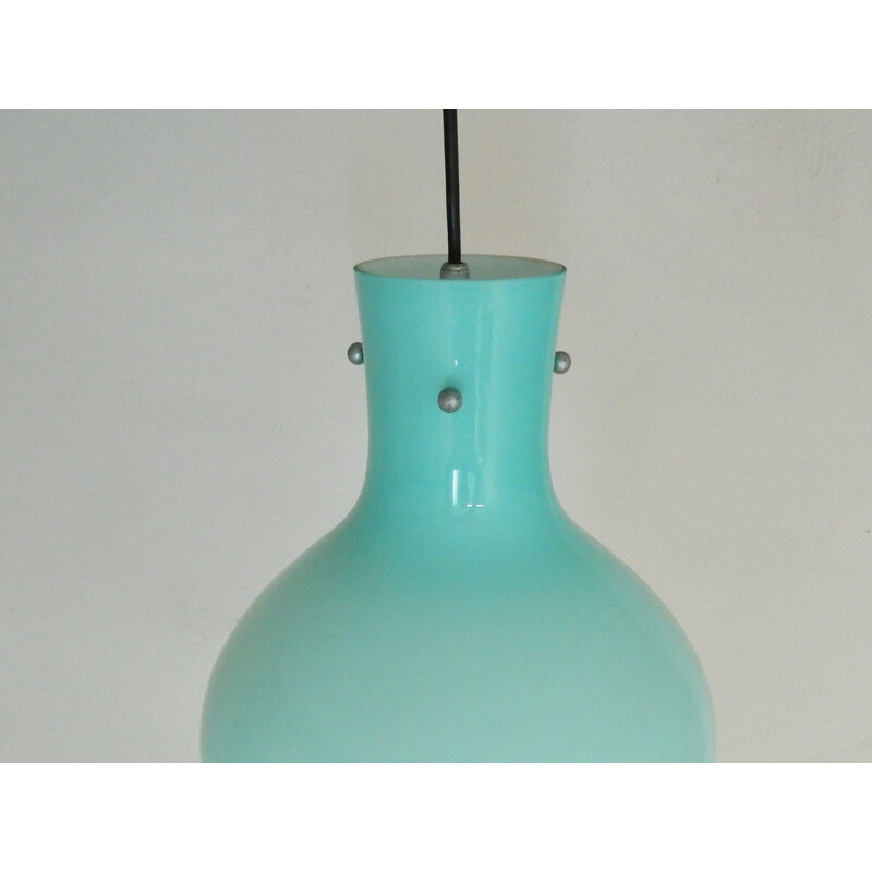 Vintage Italian Blue Glass Pendant Light - 1960s