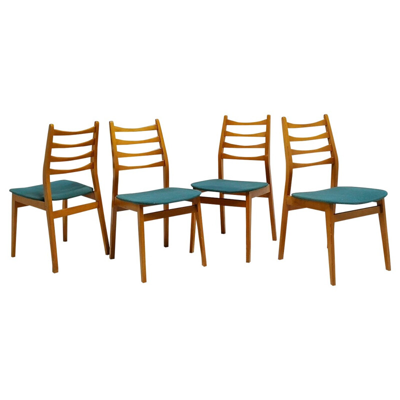 Set of four mid-century beech chairs - 1960s