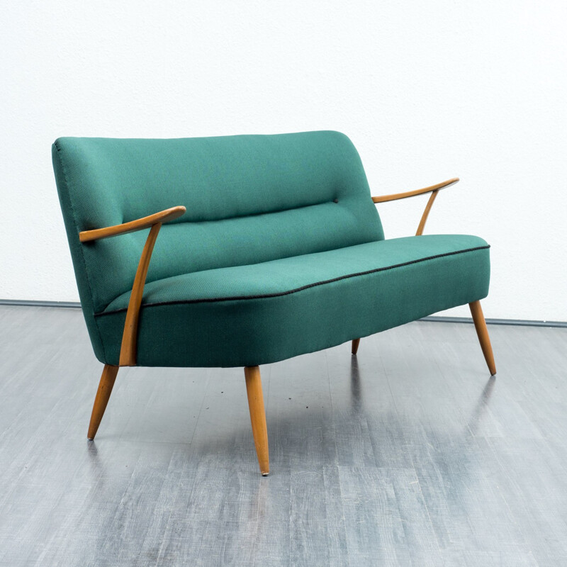 Mid-century cocktail sofa in dark green - 1950s