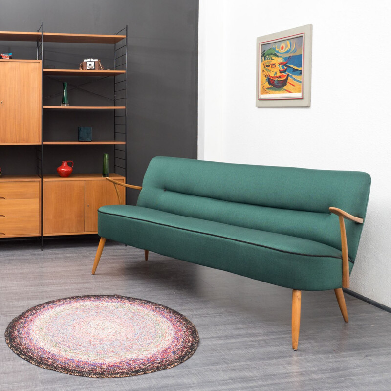 Mid-century cocktail sofa in dark green - 1950s