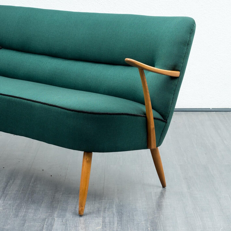 Mid-century cocktail sofa in dark green - 1950s