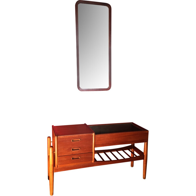 Planter and mirror in teak and zinc by Arne Wahl Iversen - 1960s