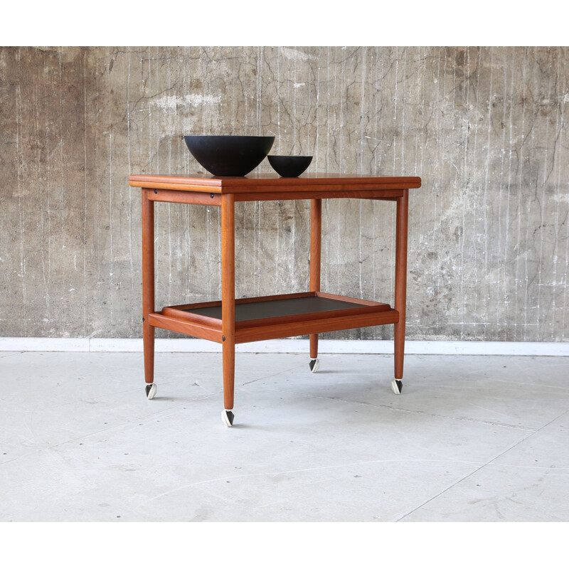 Vintage Scandinavian Teak Serving Cart by Poul Hundevad - 1960s