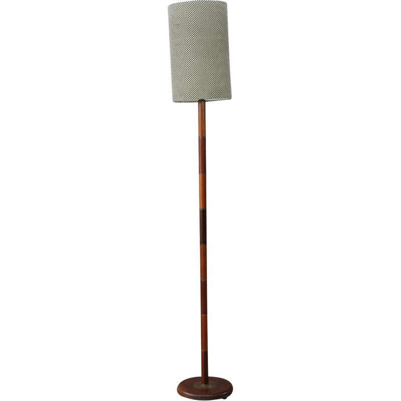 Vintage Danish Teak & Brass Floor Lamp - 1950s