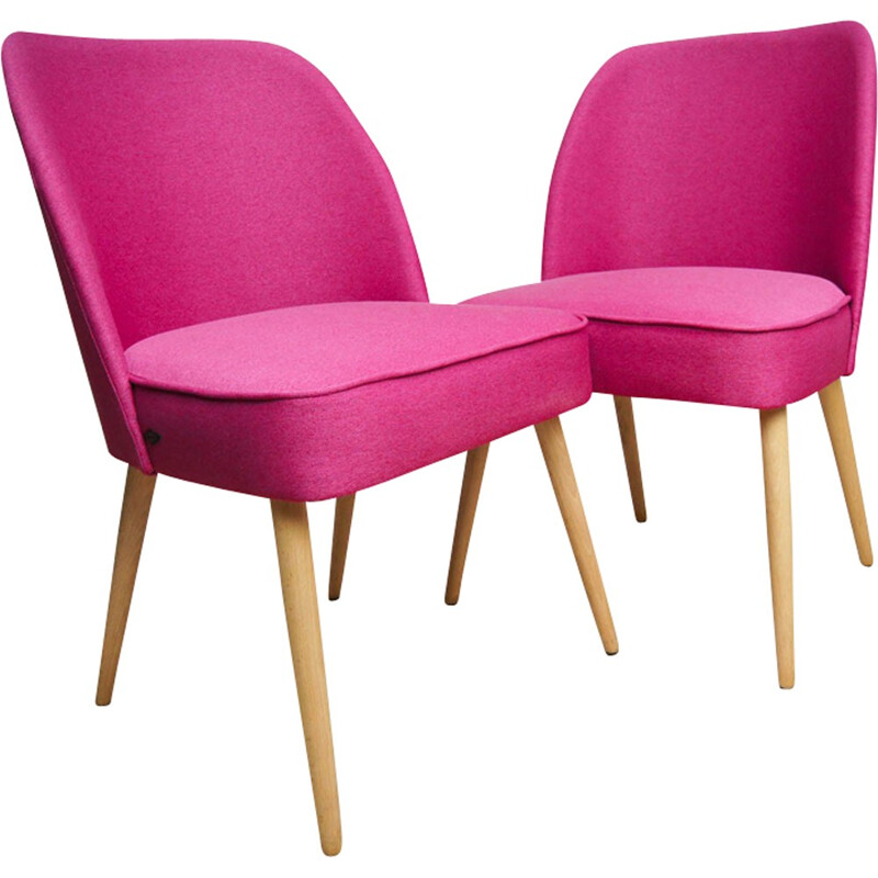 Paire de petites chaises cocktail roses - 1960