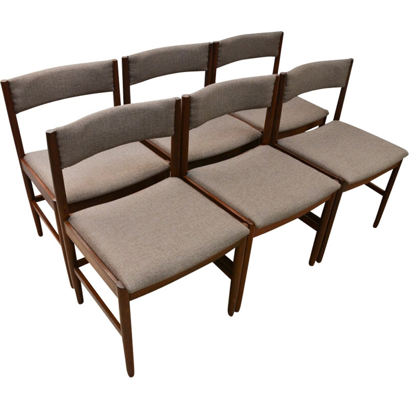 Set of 6 Vintage Light Brown Teak Chairs - 1960s