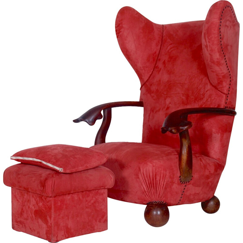 Extraordinary Vintage Red Armchair - 1930s